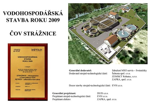 měření a regulace - Vodohospodářská stavba roku 2009 - ČOV Strážnice